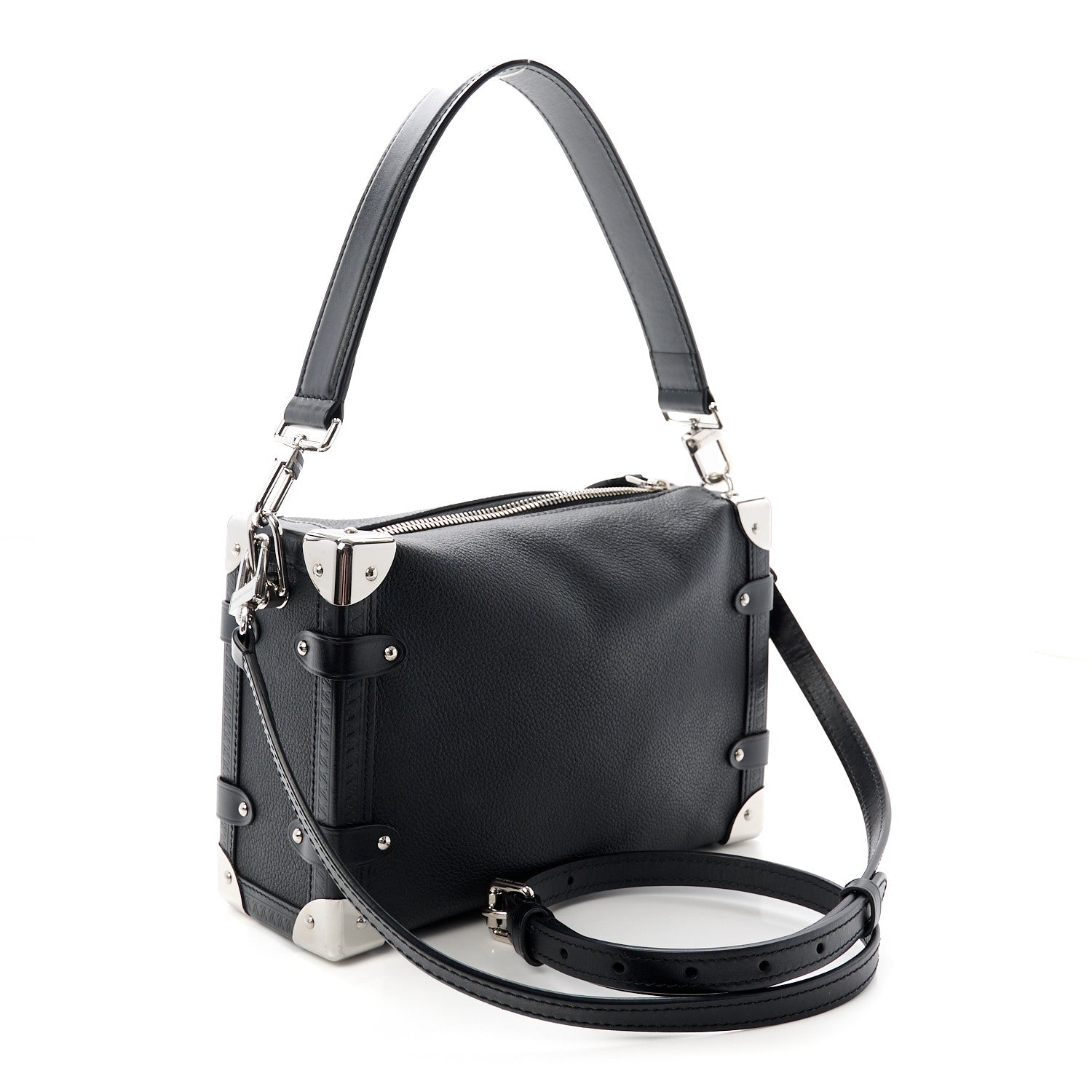 Louis Vuitton Grained Calfskin Side Trunk MM Black 3 of 8