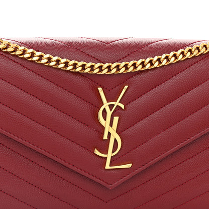 Saint Laurent Grain De Poudre Matelasse Chevron Monogram Chain Wallet Blush Fonce 7 of 11