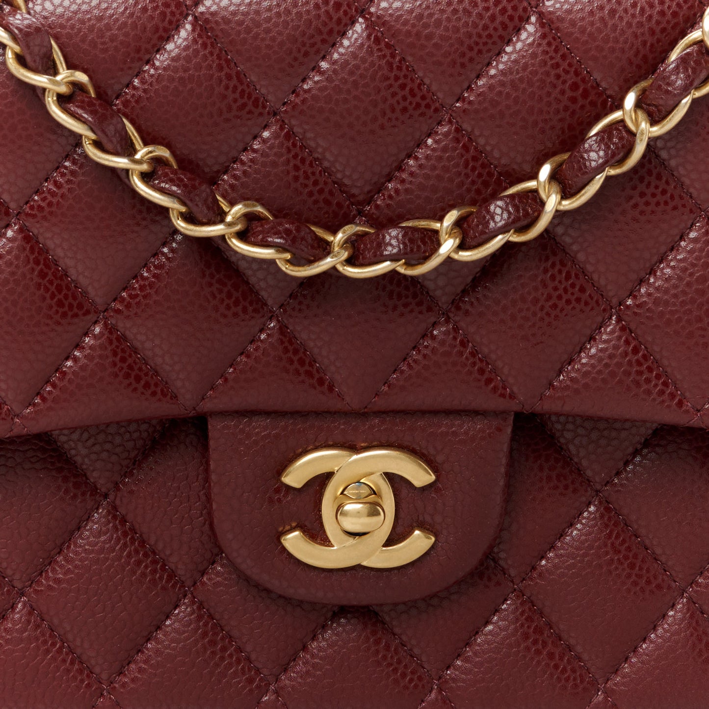 Caviar Quilted Medium Double Flap Burgundy