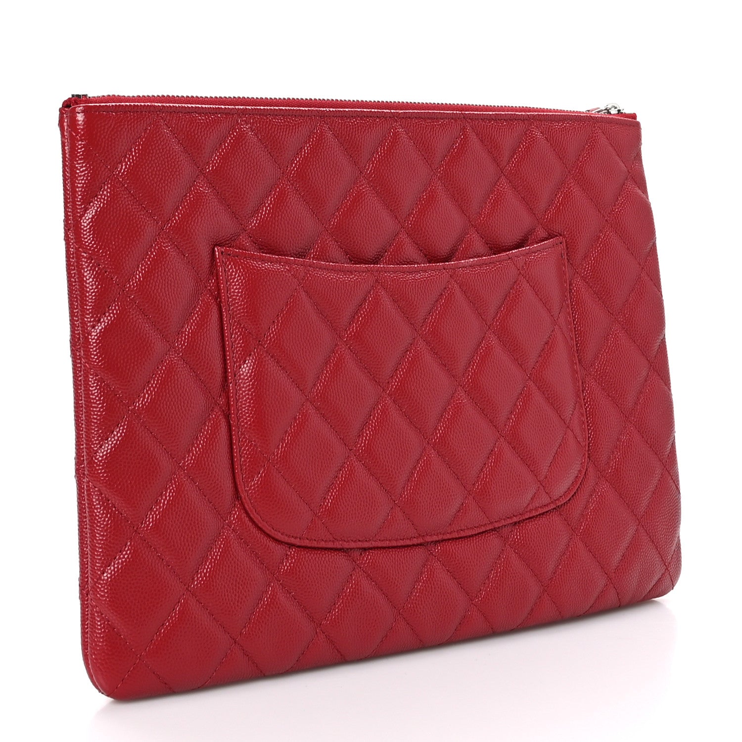 Chanel Caviar Quilted Medium Cosmetic Case Red 3 of 9