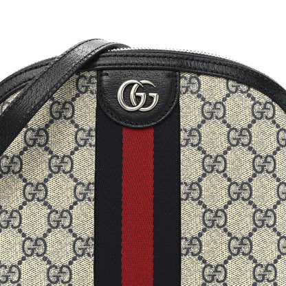 Gucci GG Supreme Monogram Textured Dollar Calfskin Web Small Ophidia Dome Shoulder Bag Beige Blue 14 of 21