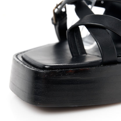 Saint Laurent Calfskin Platz Platform Sandals 39 Black 10 of 11