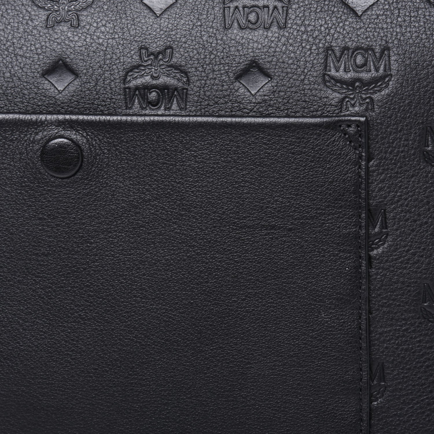 MCM Calfskin Ottomar Monogram Medium Klara Shopper Tote Black 14 of 16