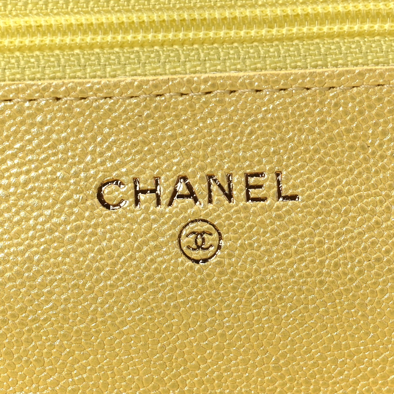 Chanel Iridescent Caviar Quilted Wallet on Chain WOC Yellow 6 of 9