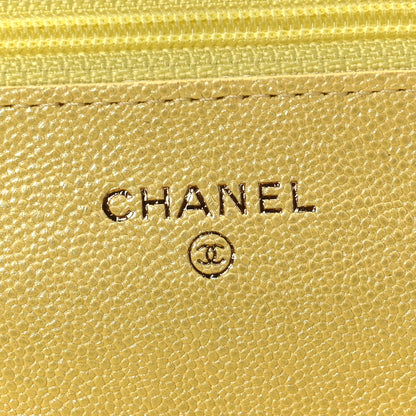 Chanel Iridescent Caviar Quilted Wallet on Chain WOC Yellow 6 of 9