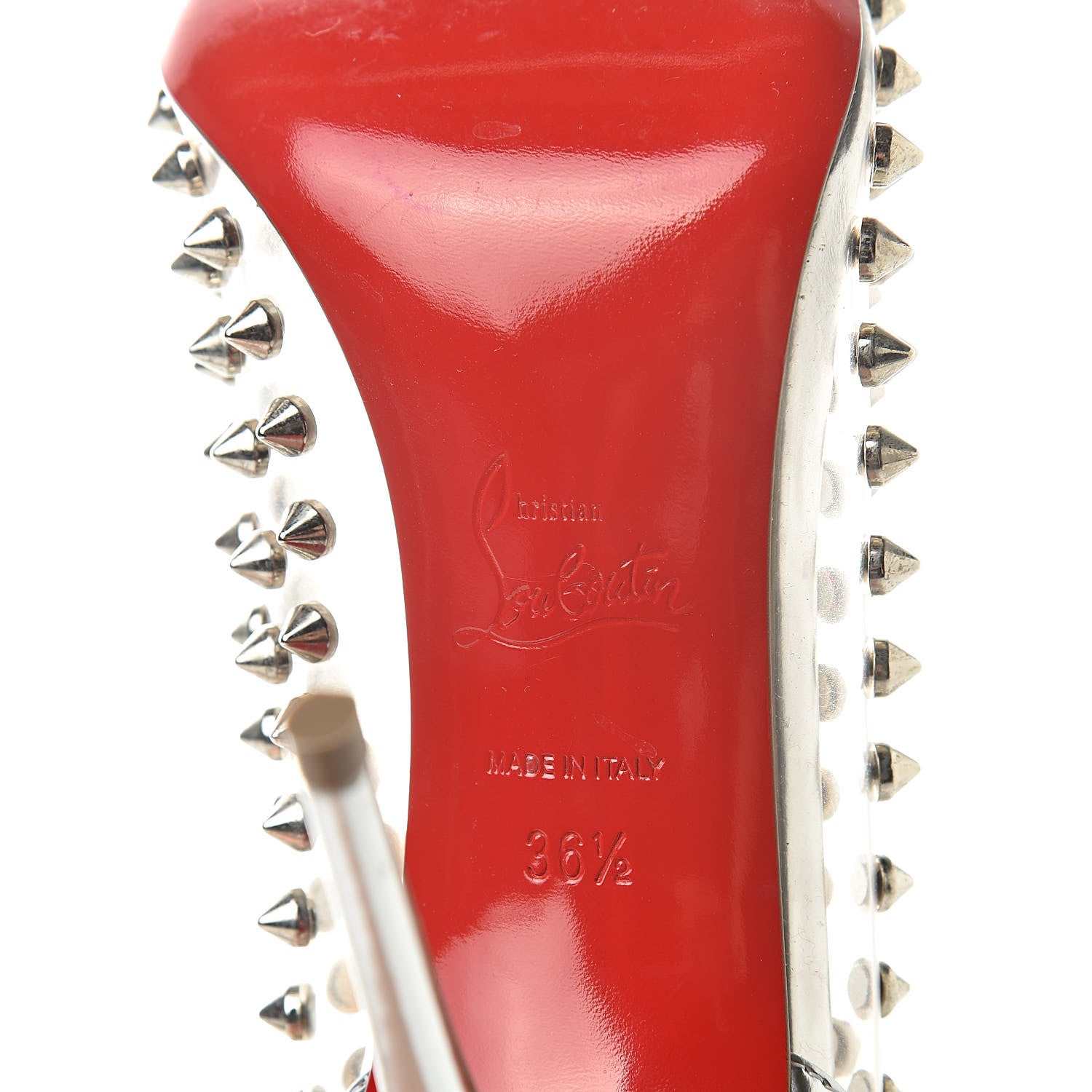 Christian Louboutin PVC Metallic Gloss Spike Me 100 Pumps 36.5 Silver 7 of 10