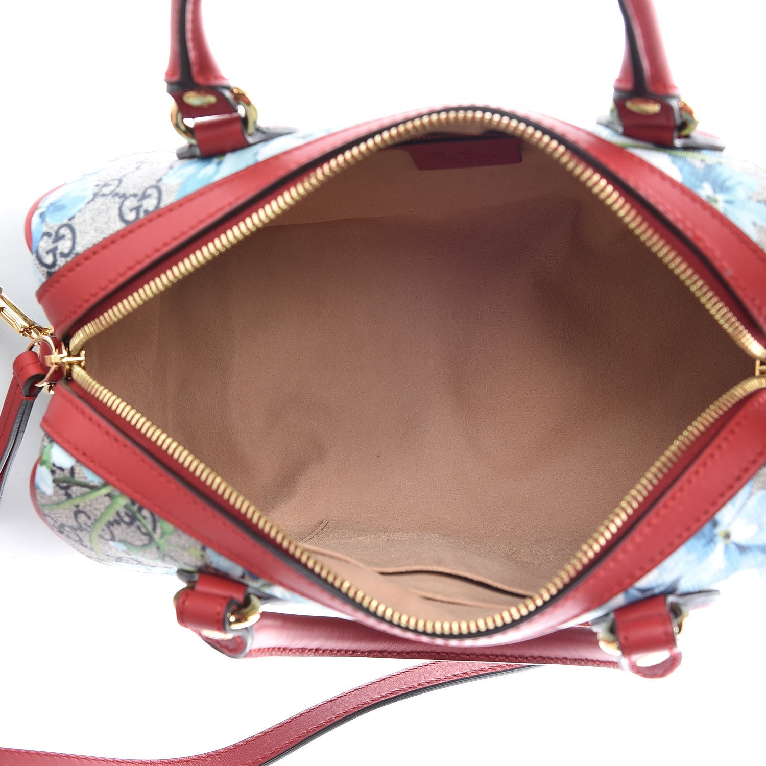 Gucci GG Supreme Monogram Blooms Small Boston Beige Blue Navy Hibiscus Red 5 of 9
