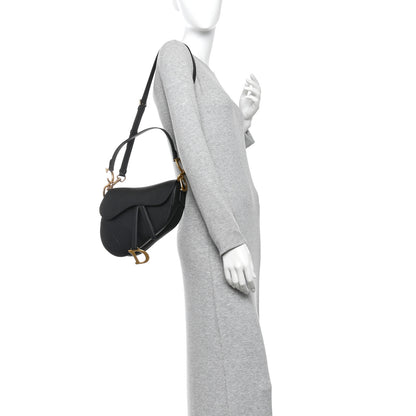 Christian Dior Grained Calfskin Saddle Bag With Strap Black 2 of 11