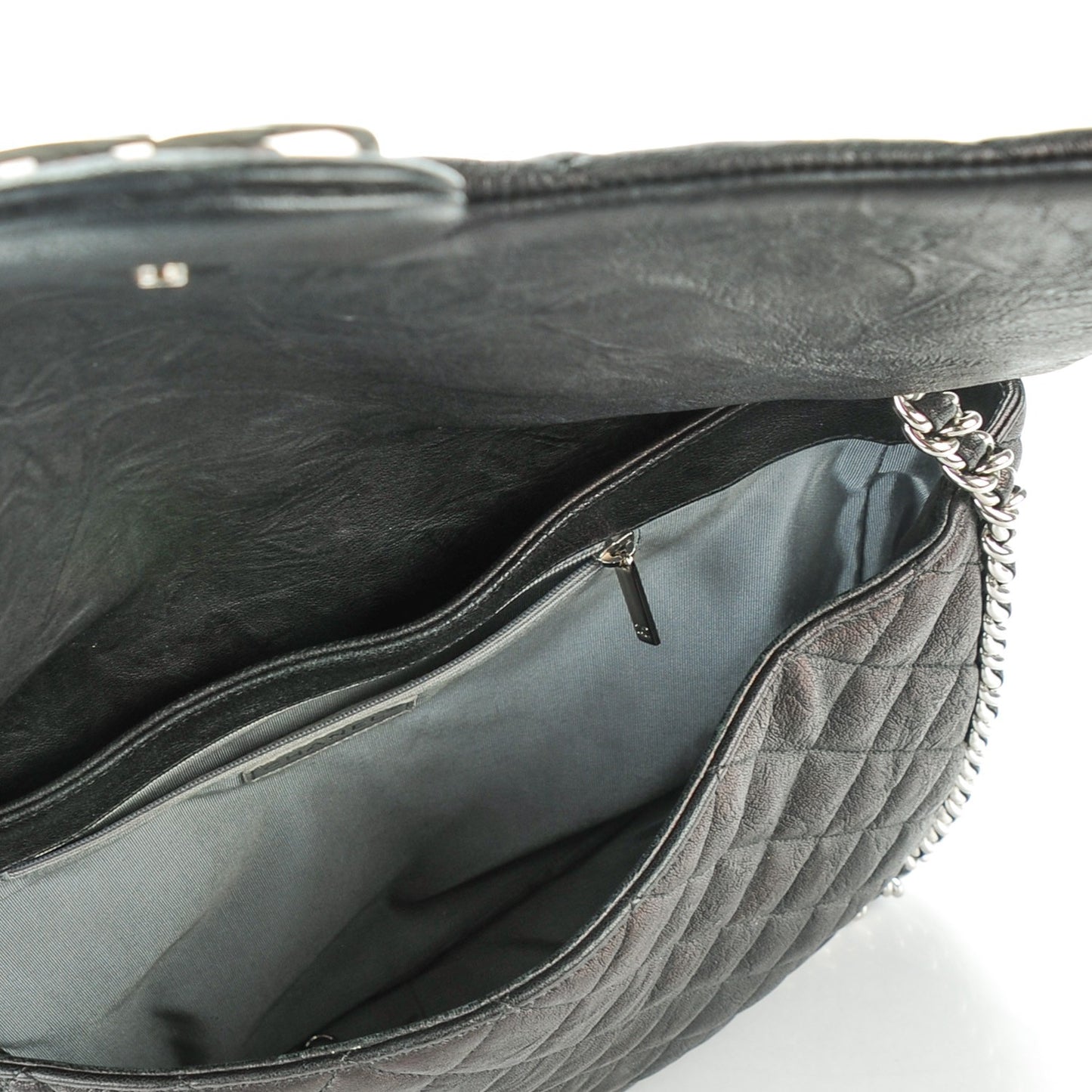 Crumpled Lambskin Quilted Maxi Chain Around Flap Black