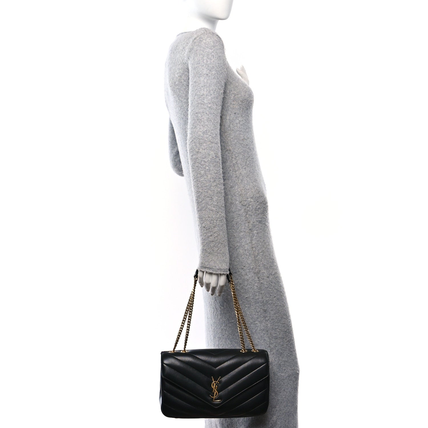 Saint Laurent Lambskin Chevron Quilted Medium Loulou Black 2 of 11
