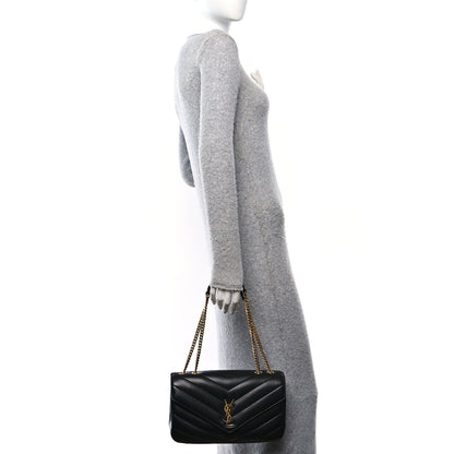 Saint Laurent Lambskin Chevron Quilted Medium Loulou Black 2 of 11