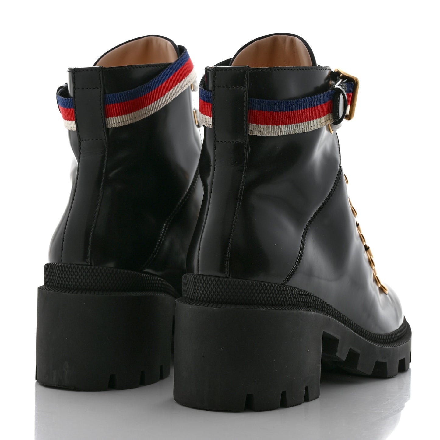 Calfskin Sylvie Web Womens Lace Up Combat Boots 36 Black