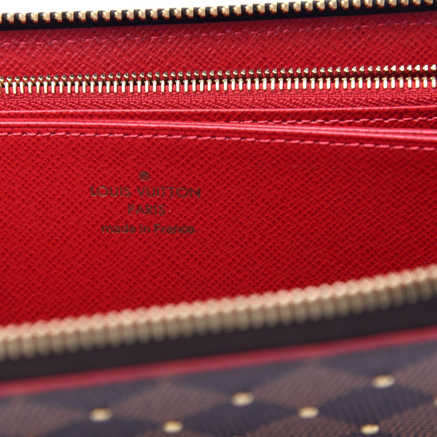 Louis Vuitton Damier Ebene Studded Zippy Wallet Cherry 6 of 7