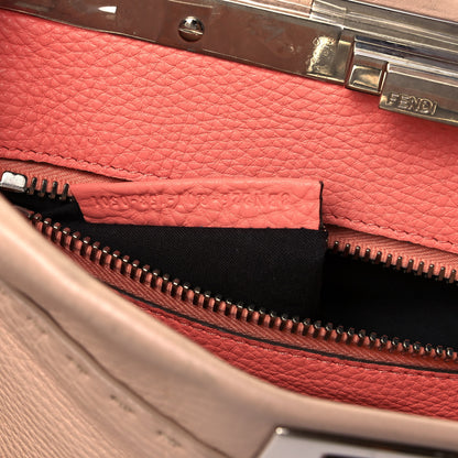 Fendi Cuoio Romano Selleria Bi-Color Medium Peekaboo Iconic Satchel Rosa Plaster Pesca 7 of 9