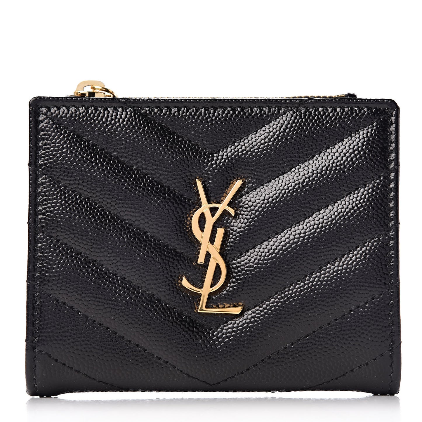Grain De Poudre Matelasse Chevron Monogram Zipped Card Case Black