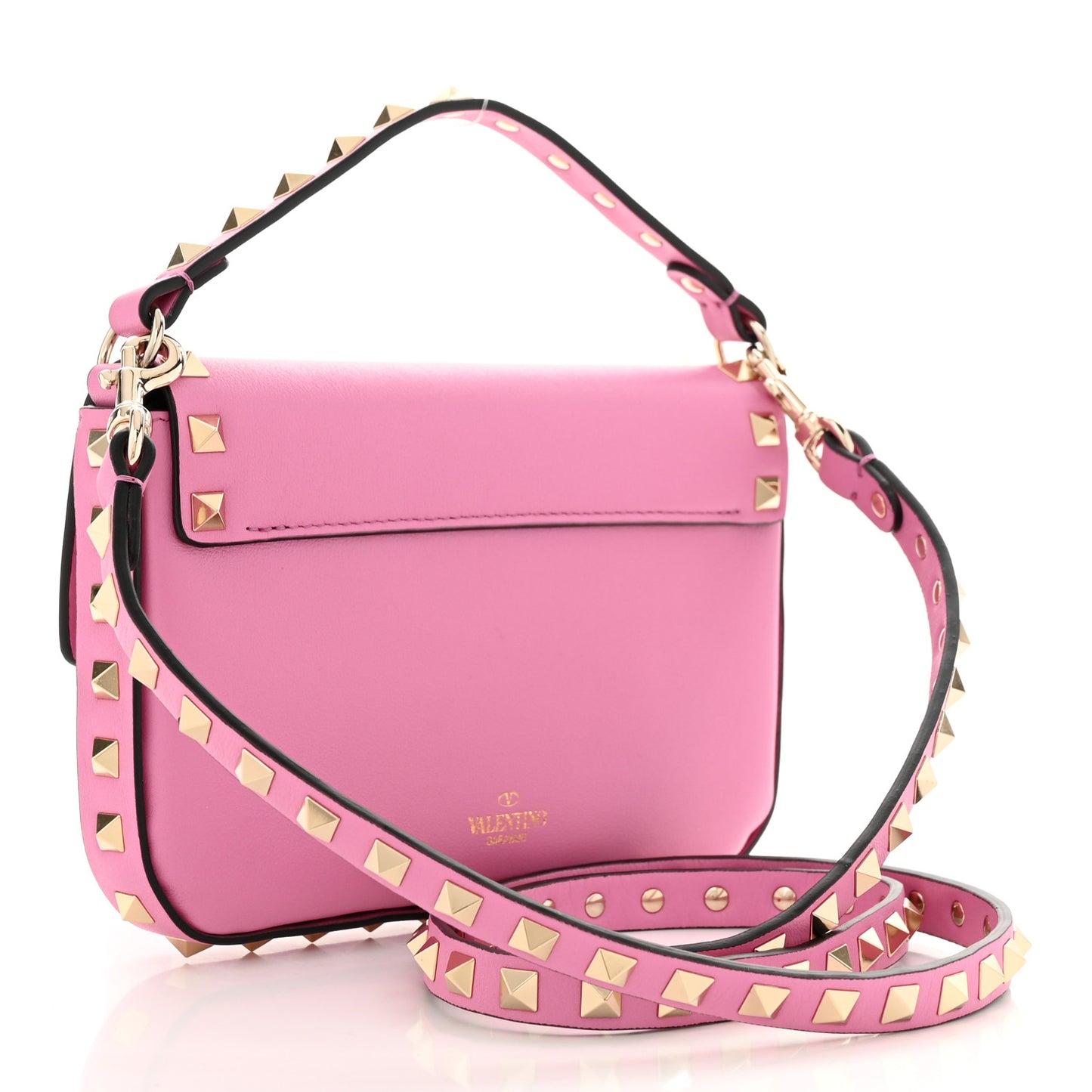Vitello Rockstud Crossbody Pouch Dawn Pink