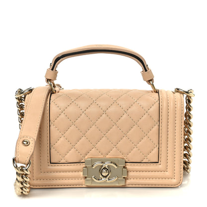 Chanel Calfskin Quilted Small Boy Top Handle Flap Beige Clair 1 of 10