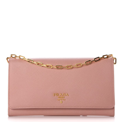 Prada Saffiano Metal Large Chain Wallet Orchidea 1 of 8