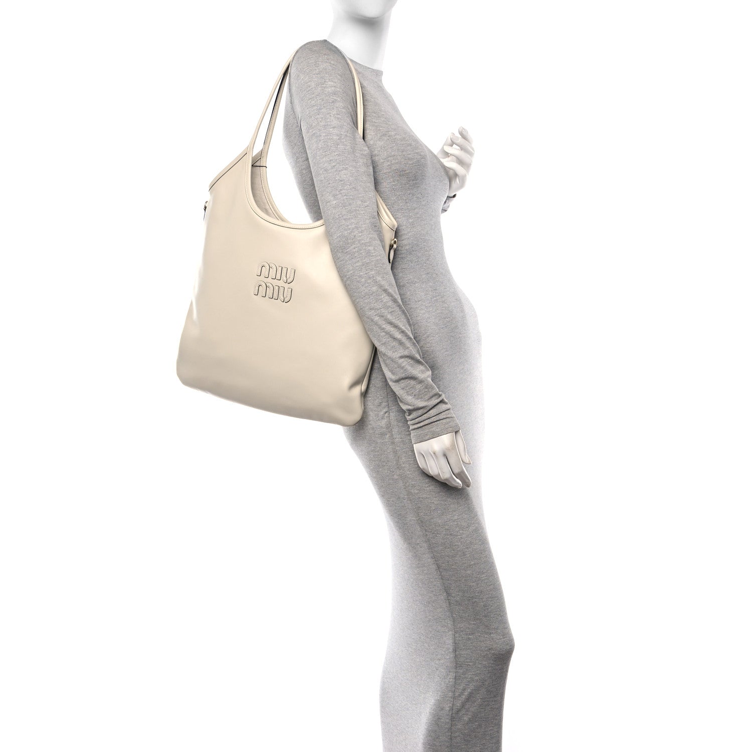 Miu Miu Nappa Ivy Bag Travertine Stone 2 of 9