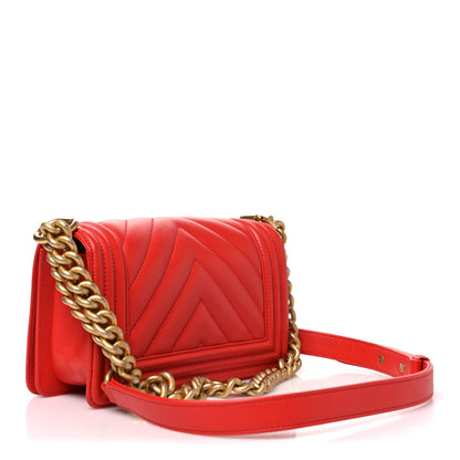Chanel Calfskin Chevron Quilted Small Boy Flap Red 3 of 10