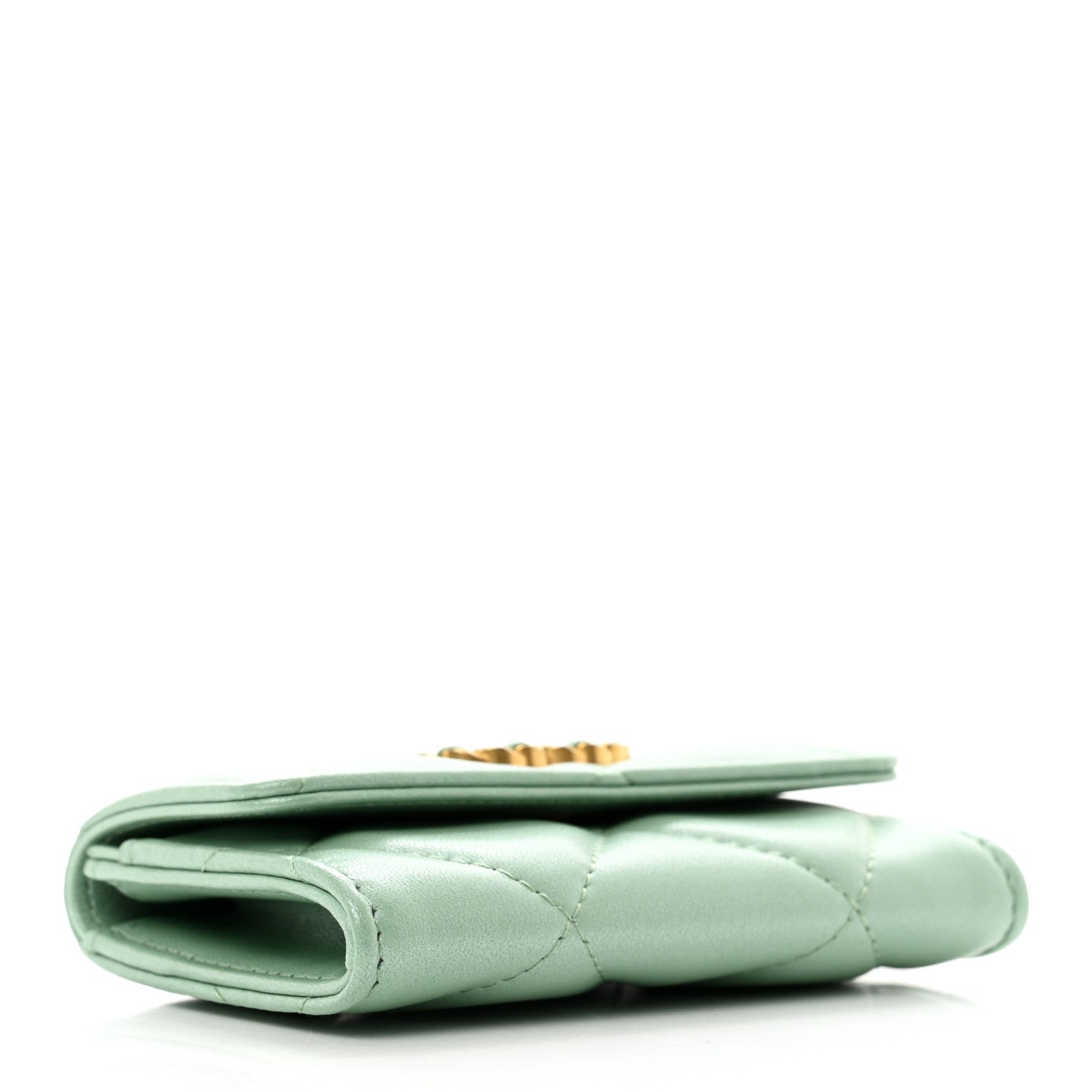 Chanel Lambskin Quilted Chanel 19 Flap Card Holder Light Green 4 of 9