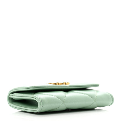 Chanel Lambskin Quilted Chanel 19 Flap Card Holder Light Green 4 of 9