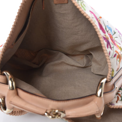 Gucci Canvas Flora Floral Large Horsebit Chain Hobo White 5 of 20