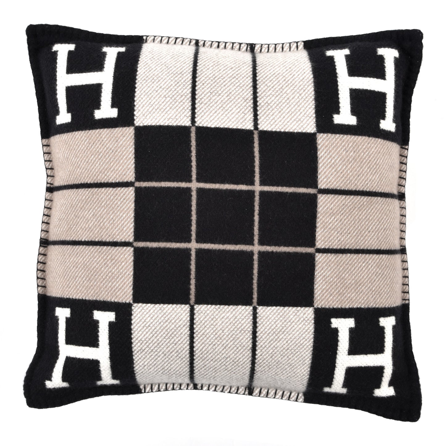 Wool Cashmere Avalon III Pillow PM Ecru Black