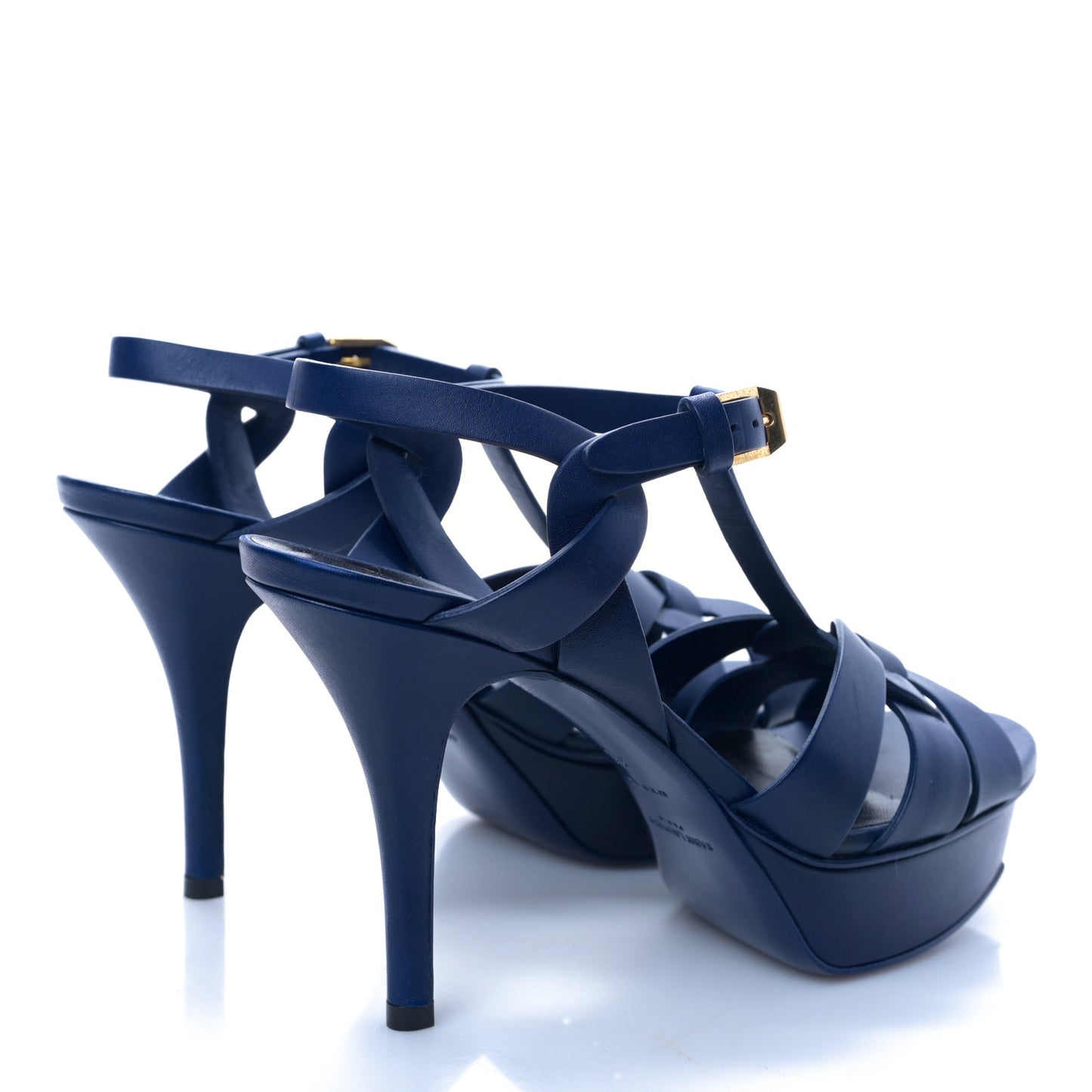 Calfskin Tribute 75 Platform Sandals 36 Navy