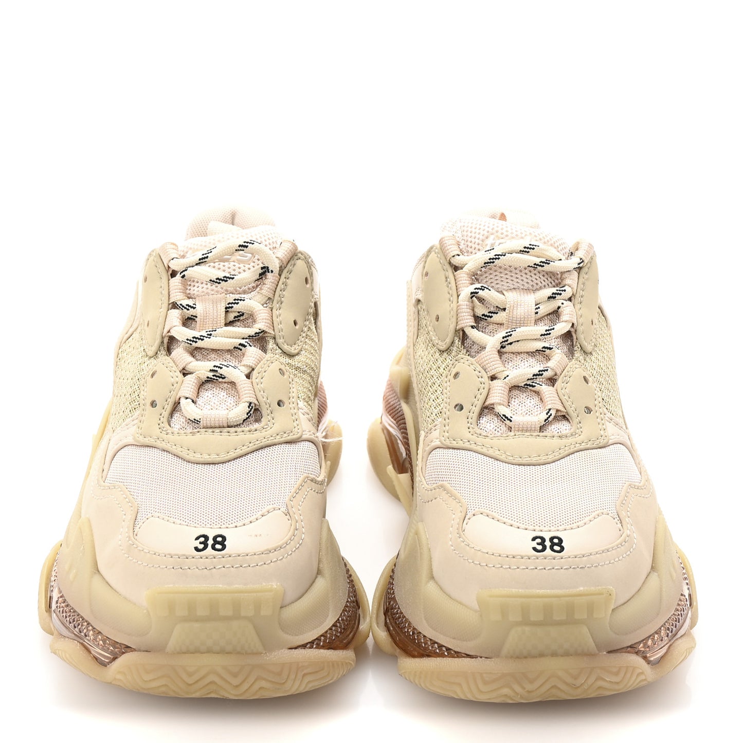 Fabric Mesh Clear Sole Womens Triple S Sneakers 38 Beige