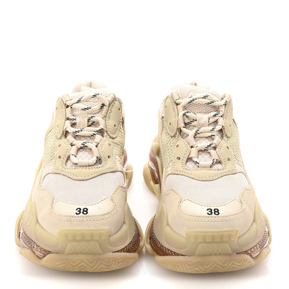 Balenciaga Fabric Mesh Clear Sole Womens Triple S Sneakers 38 Beige 3 of 9