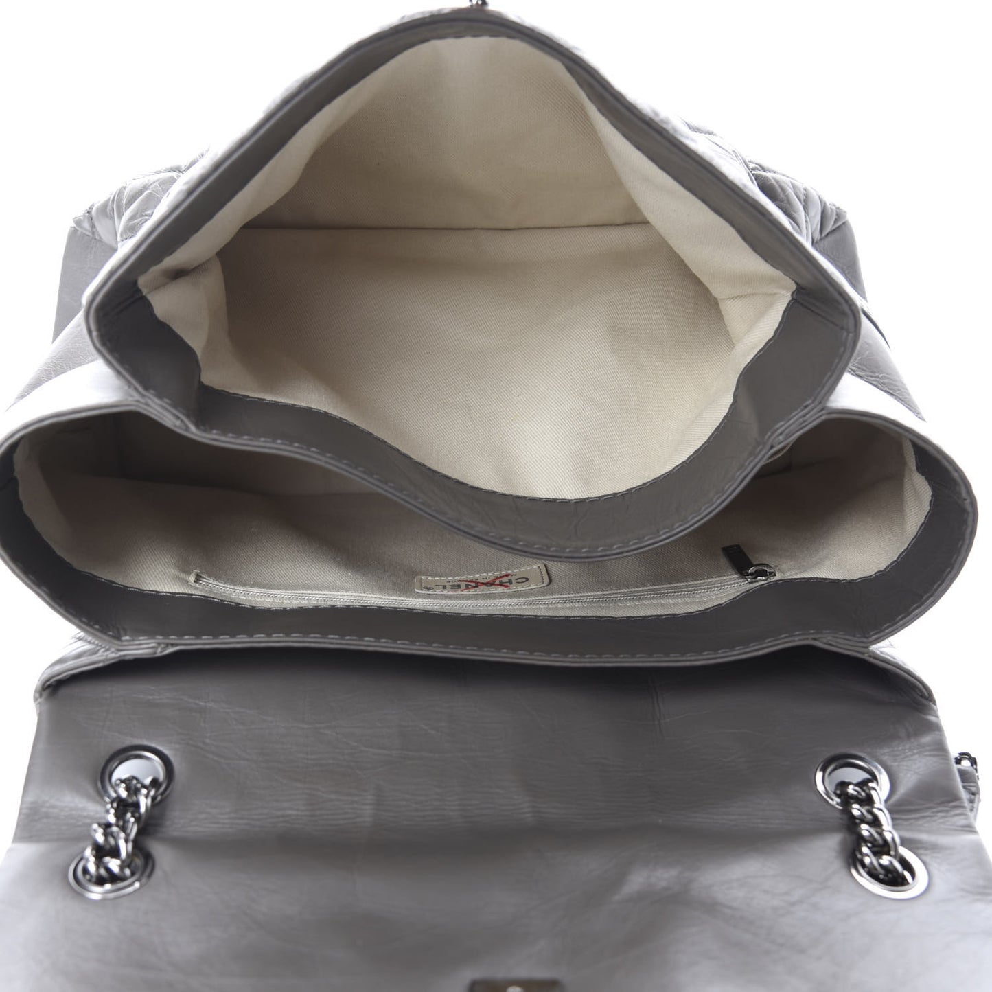 Aged Calfskin Medium Lady Pearly Flap Grey
