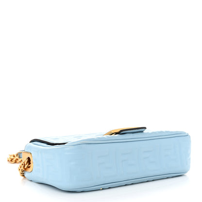 Fendi Nappa Small FF Embossed Midi Chain Baguette Azzurro Baby 4 of 9