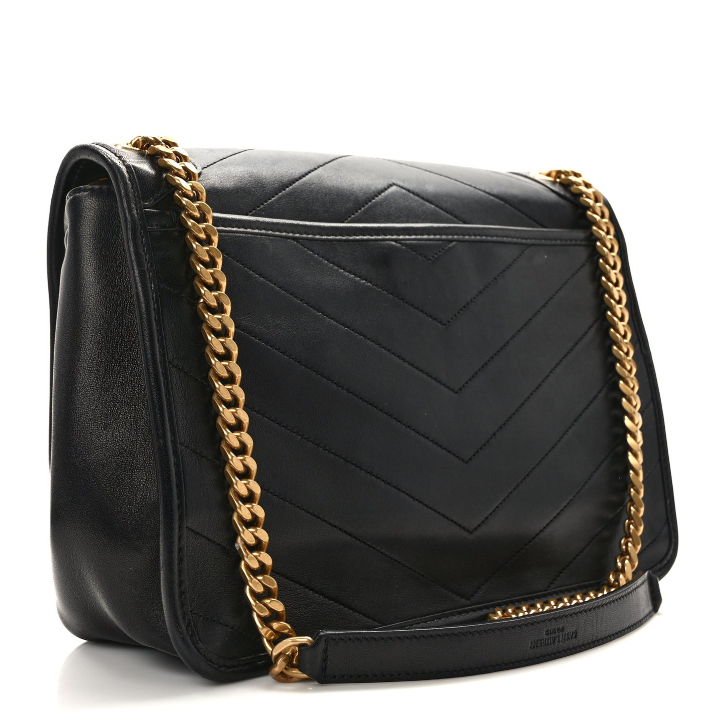 Lambskin Matelasse Monogram Medium Niki Chain Satchel Black