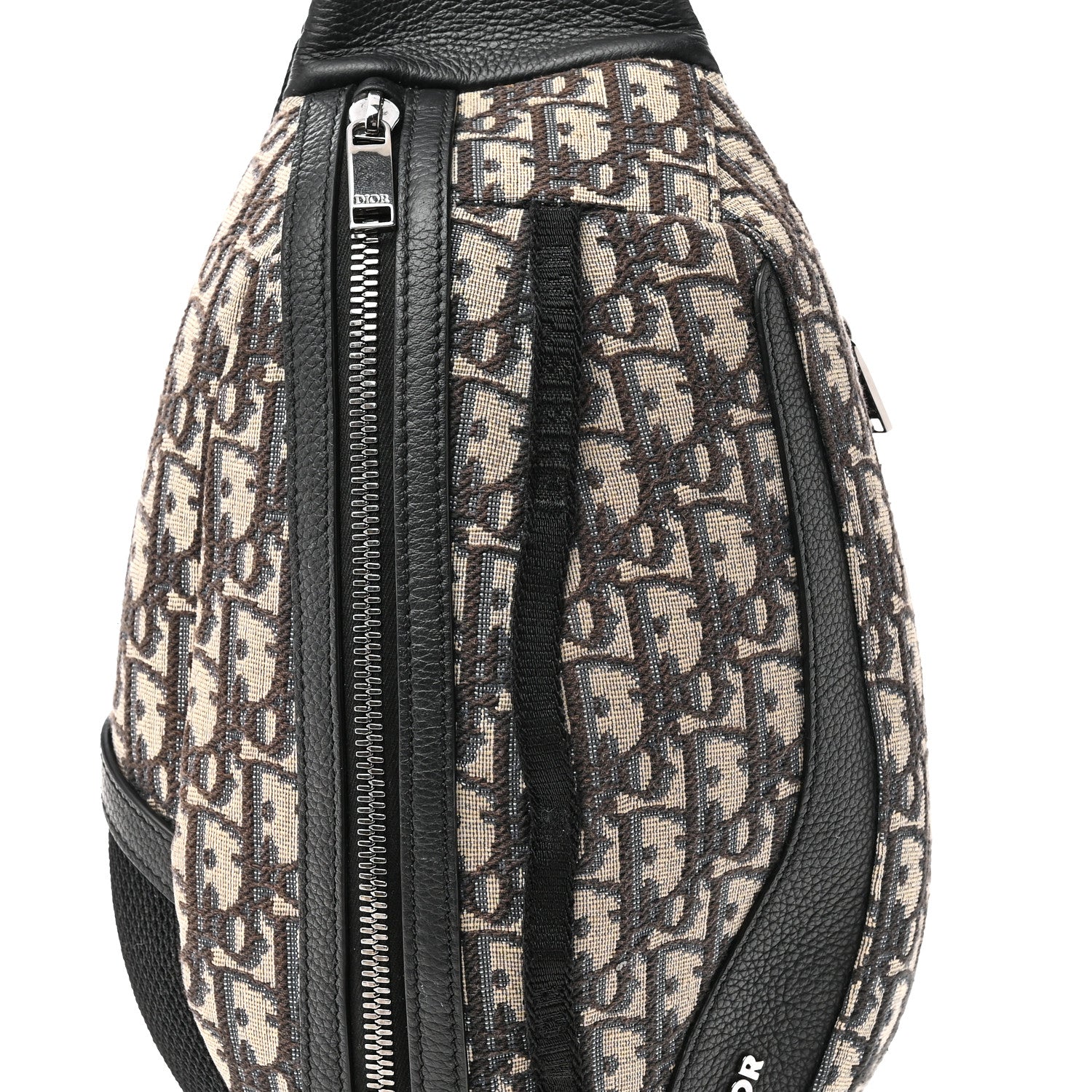 Christian Dior Grained Calfskin Oblique Scarab Sling Bag Blue Black 7 of 9