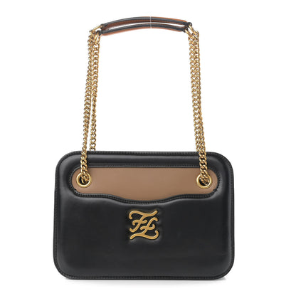 Fendi Vitello Glacier Karligraphy Pocket Shoulder Bag Black Gingerbread 1 of 10