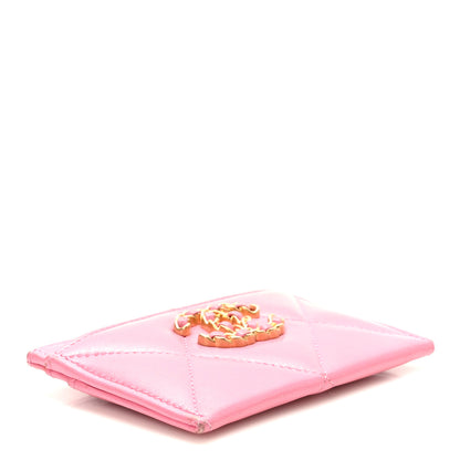 Chanel Lambskin Quilted Chanel 19 Card Holder Dark Pink 4 of 11