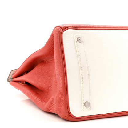 Hermes Taurillon Clemence Eclat Birkin 35 Sanguine White 9 of 11