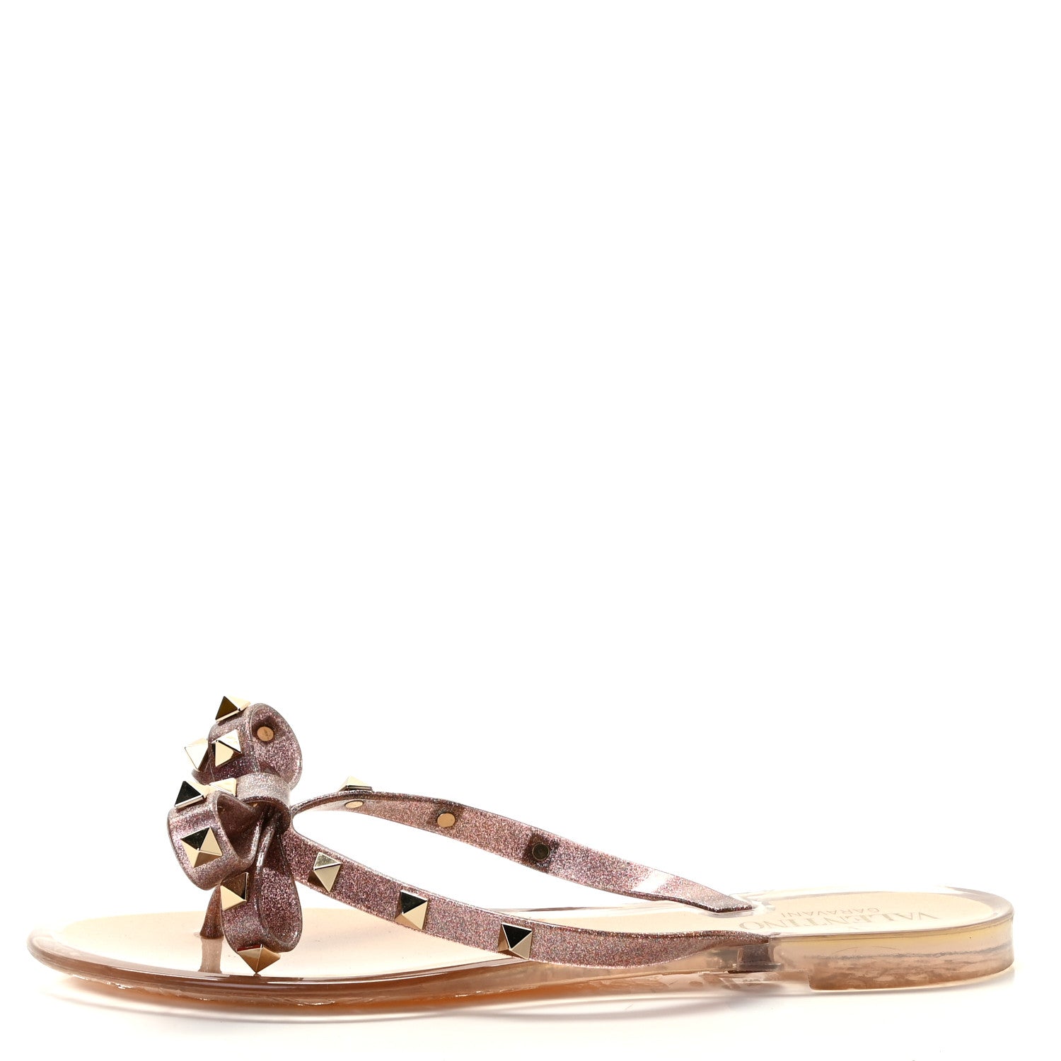 Valentino Garavani PVC Jelly Glitter Rockstud Bow Thong Sandals 37 Multicolor 1 of 9