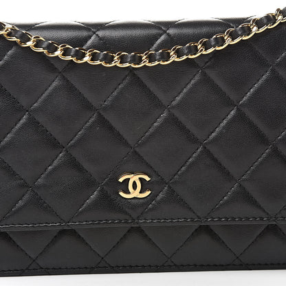 Chanel Lambskin Quilted Wallet On Chain WOC Black 9 of 16
