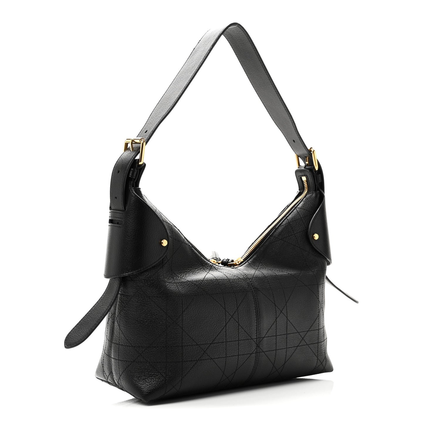 Grained Calfskin Flat Macrocannage Medium Voyage Bag Black
