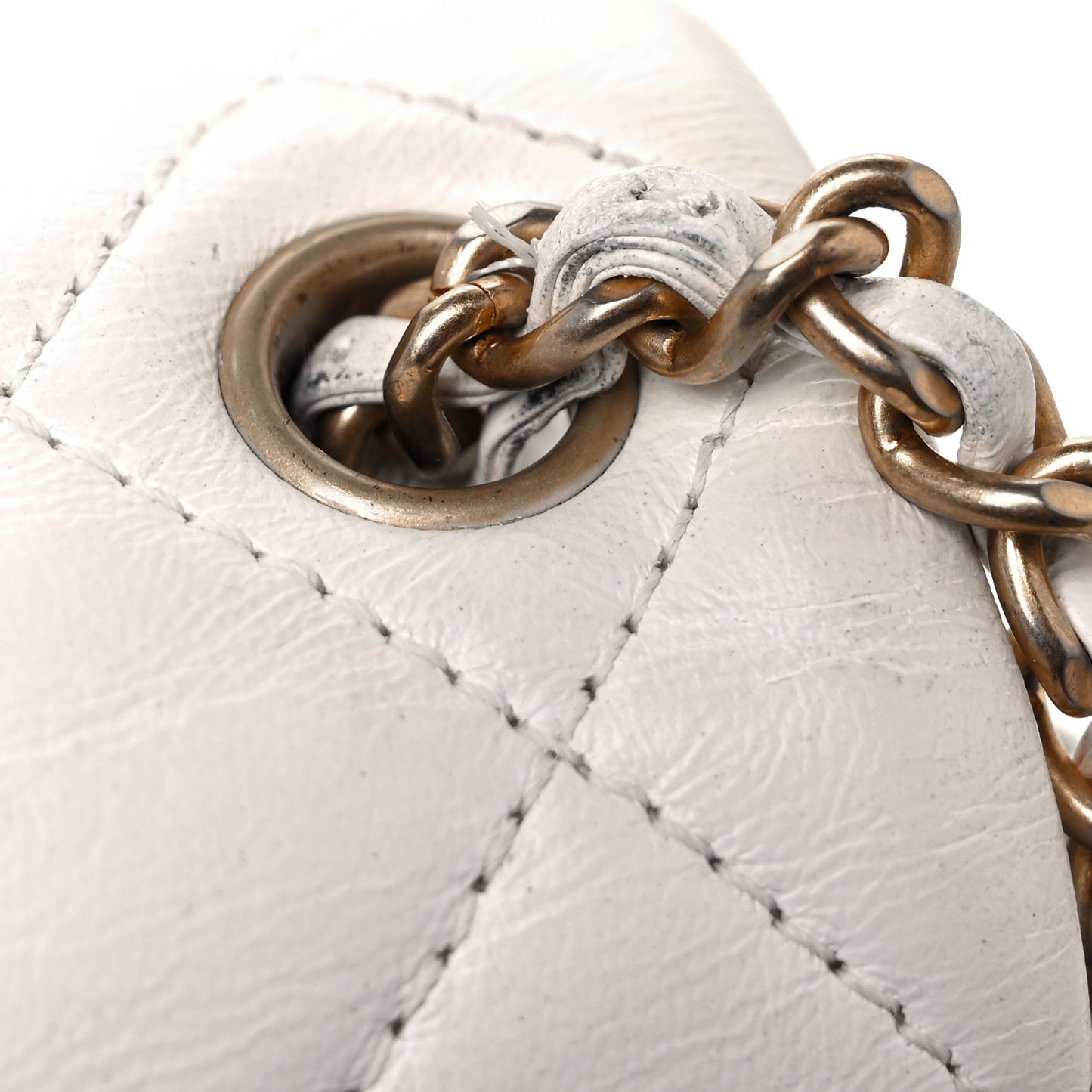 Lambskin Quilted Mini Pearl Crush Flap White