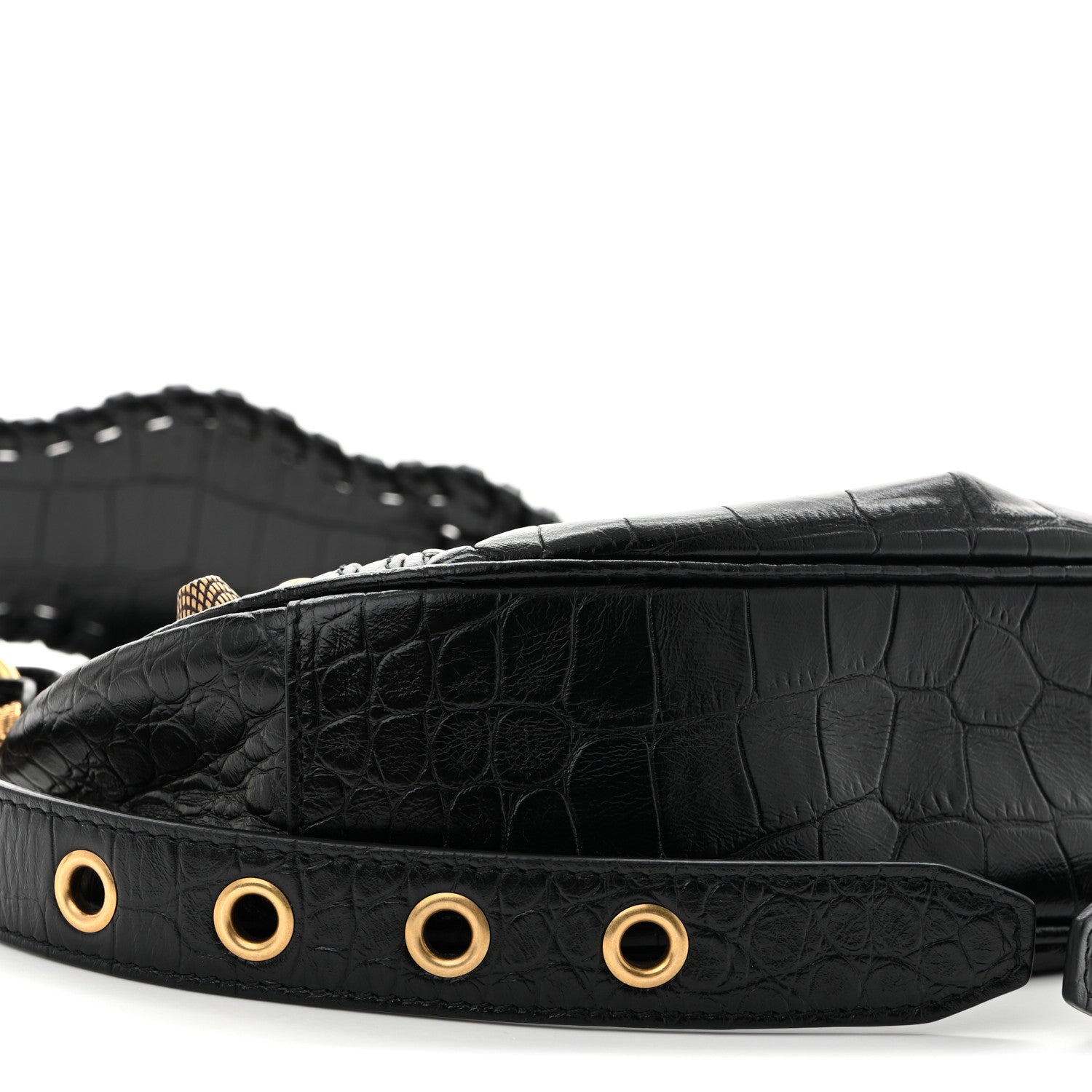 Balenciaga Extra Supple Calfskin Crocodile Embossed Le Cagole Shoulder Bag XS Black 10 of 11