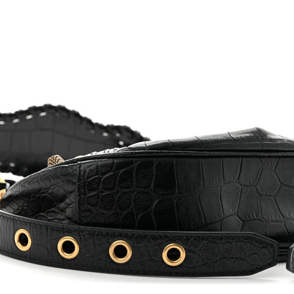 Balenciaga Extra Supple Calfskin Crocodile Embossed Le Cagole Shoulder Bag XS Black 10 of 11