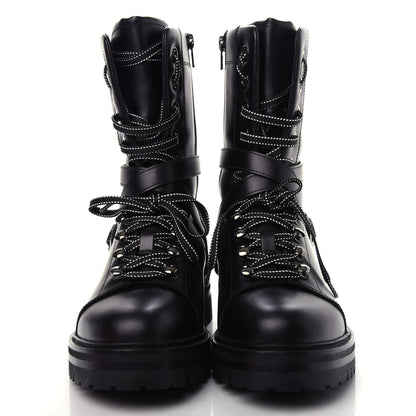 Valentino Garavani Smooth Calfskin Rockstud Buckled 25mm Combat Boots 40 Black 5 of 11