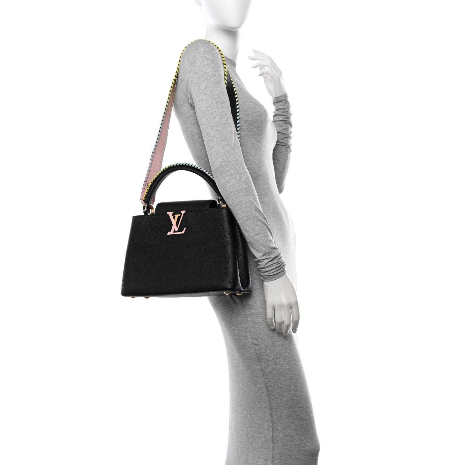 Louis Vuitton Taurillon Capucines PM Rainbow Black 2 of 12