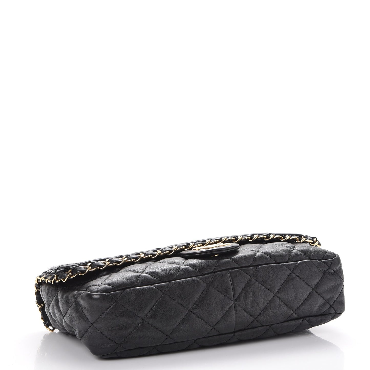 Calfskin Quilted Medium Chain Me Flap Black