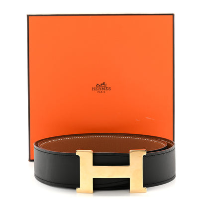 Hermes Box Togo 38mm Constance H Belt 95 Black Gold 6 of 6