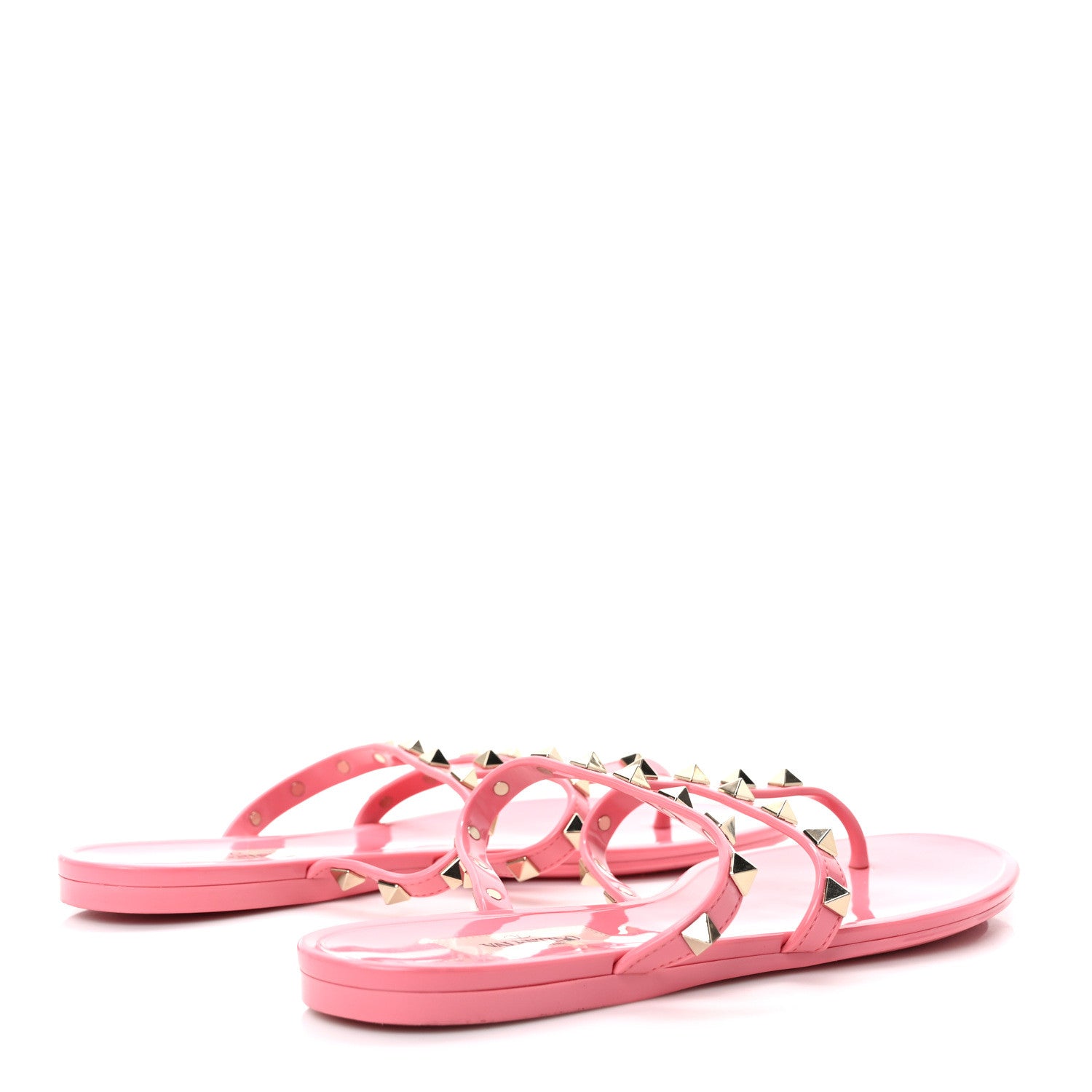 Valentino Garavani PVC Jelly Rockstud Caged Flat Thong Sandals 38 Dawn Pink 4 of 7