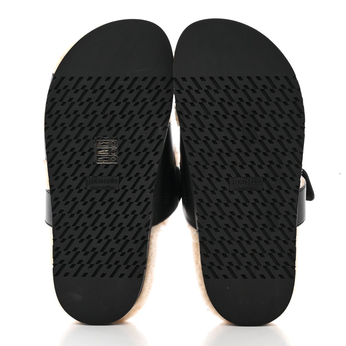 Calfskin Woolskin Womens Chypre Sandals 36.5 Black Ecru